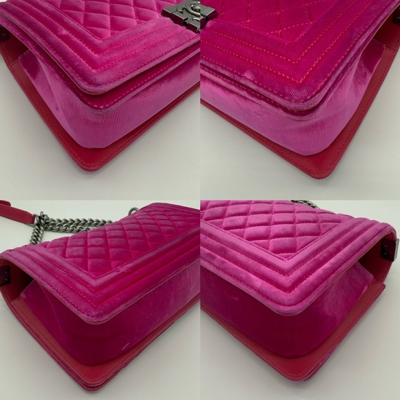 Authentic Chanel Hot pink velvet le boy medium flap - Picture 14 of 16